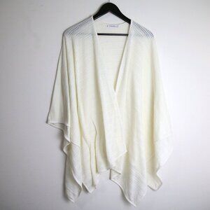 Calvin Klein Pointelle Knit Ruana Overlay Beach Wrap Cream White One Size